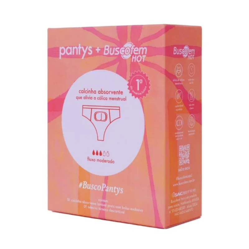 Calcinha Absorvente Menstrual Pantys + Buscofem HOT Fluxo Moderado G