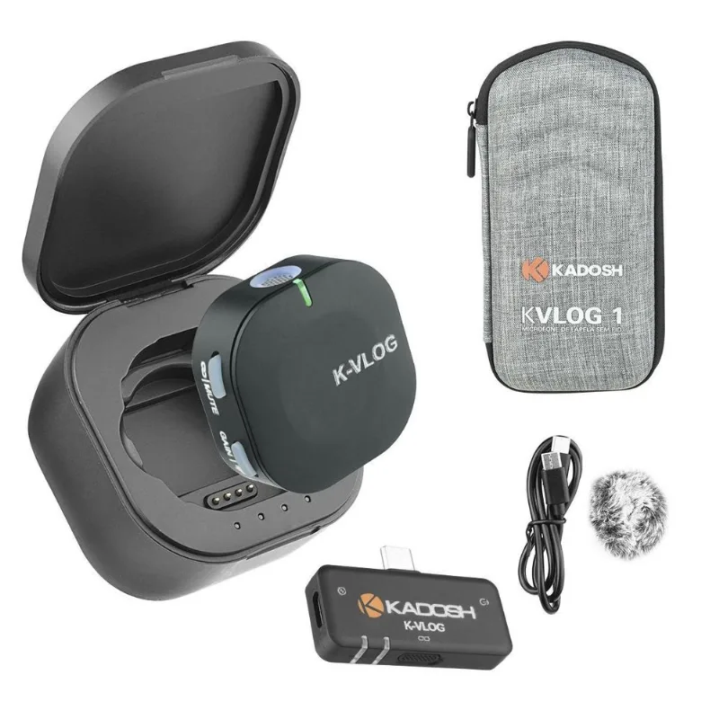 Microfone De Lapela Sem Fio Com Case Recarregável K-vlog 1