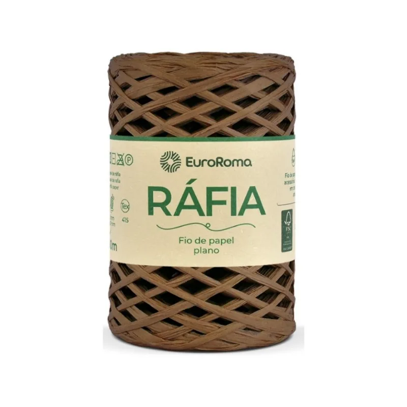 Fio de Rafia Plano - Euroroma 1100 Marrom - EuroRoma