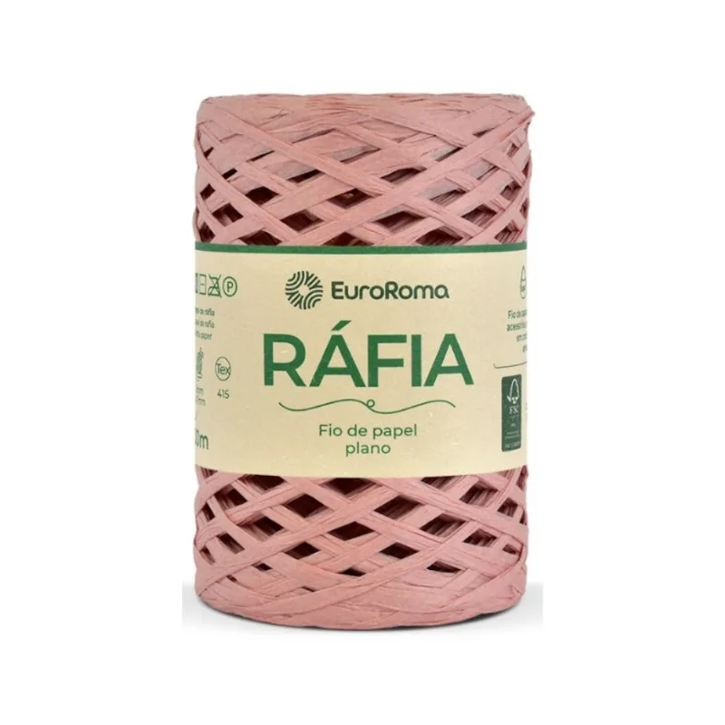 Fio de Rafia Plano - Euroroma 500 Rosa - EuroRoma
