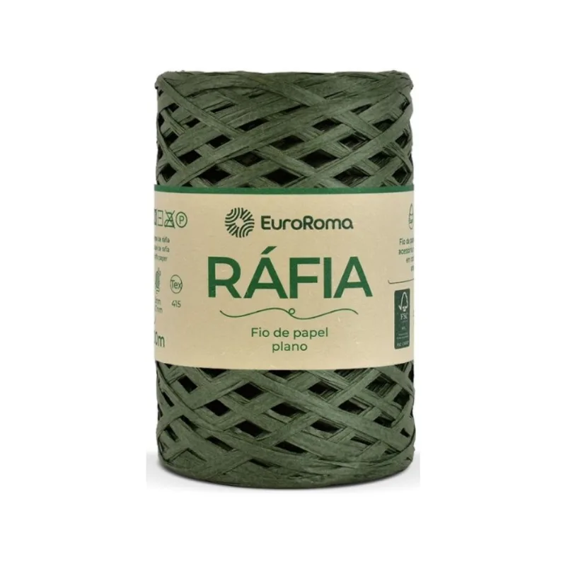 Fio de Rafia Plano - Euroroma 804 Verde Musgo - EuroRoma