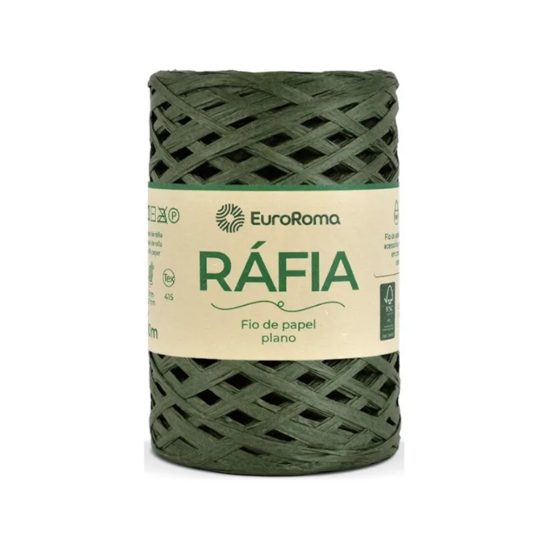 Fio de Rafia Plano - Euroroma 808 Verde Oliva - EuroRoma