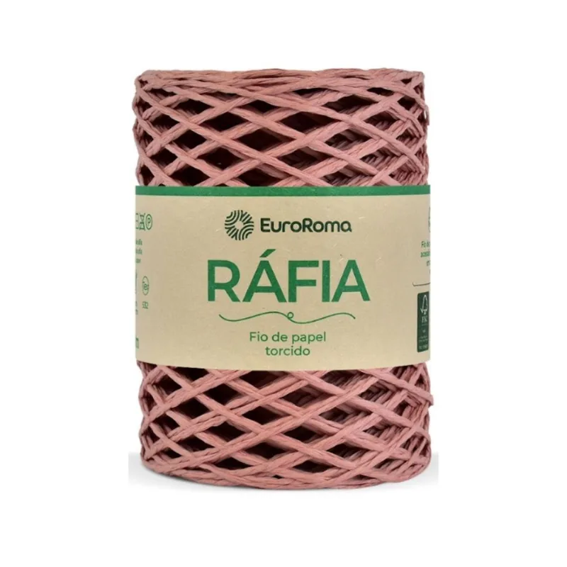 Fio de Rafia Torcido - Euroroma 500 Rosa - EuroRoma