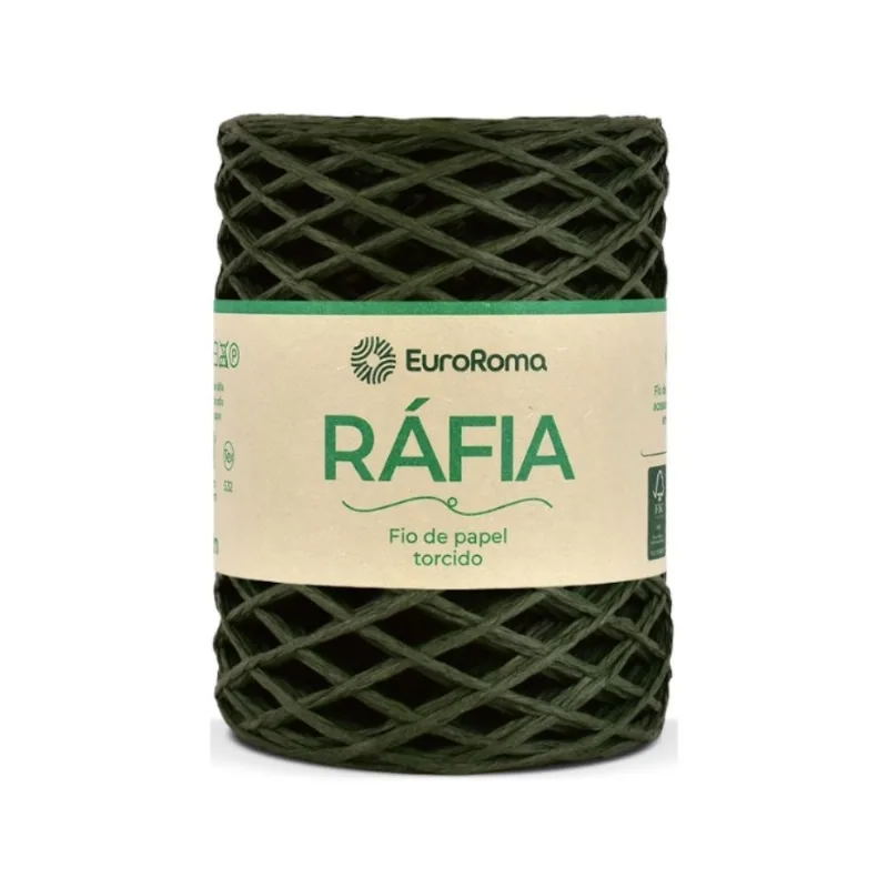 Fio de Rafia Torcido - Euroroma 804 Verde Musgo - EuroRoma