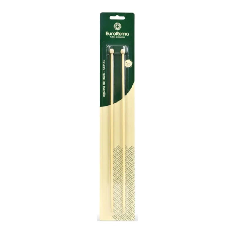 Agulhas de Trico Em Bambu 4.0mm - Euroroma - Zein - Artesanato