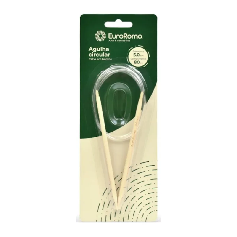 Agulhas de Trico Circular 80cm 5.0mm - Euroroma - EuroRoma