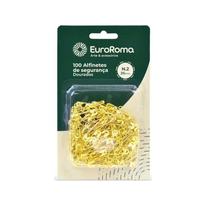 Alfinete Seguranca Dourado 100pc N.2 - EuroRoma