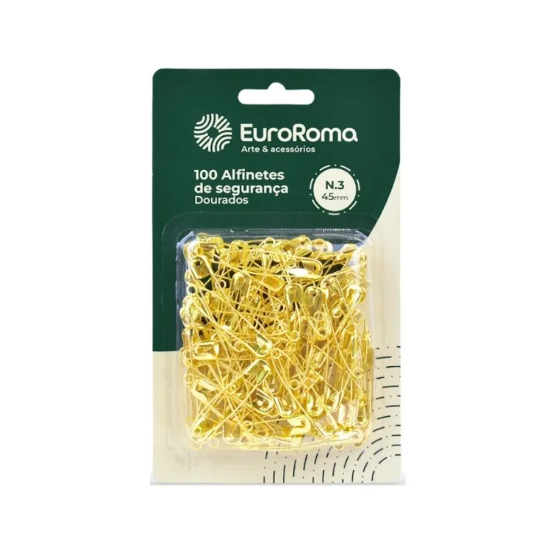 Alfinete Seguranca Dourado 100pc N.3 - EuroRoma