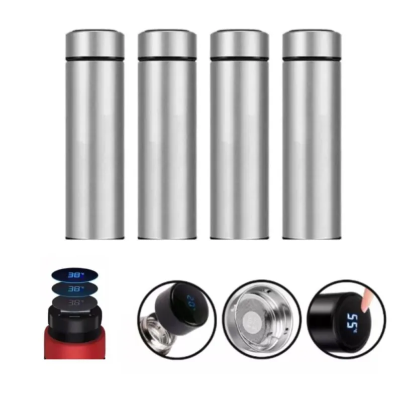 Kit 4 Garrafas Térmicas Aço Inox Termômetro Led Digital - Não Disponível