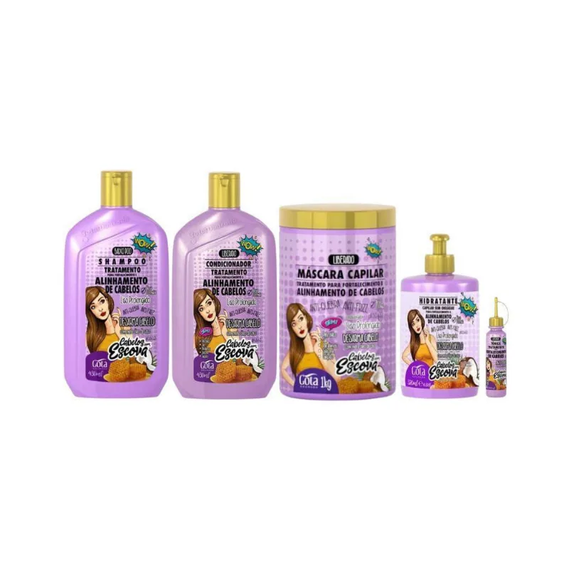 Kit Gota Dourada Escova Shampoo + Cond + Másc 1000G + Creme + Tônico