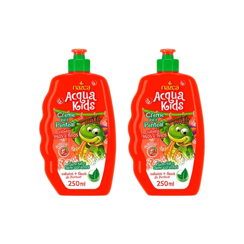 Creme Para Pentear Acqua Kids 250ml Lisos Finos - Kit c/ 2un
