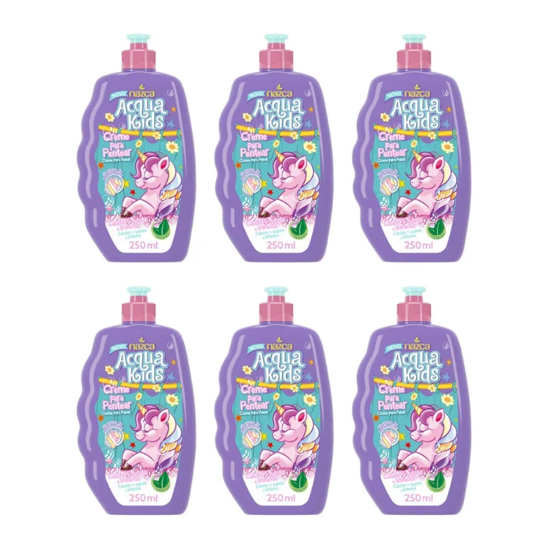 Creme Para Pentear Acqua Kids 250ml Marshmallow - Kit c/ 6un