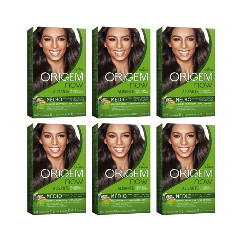 Creme Alisante Origem 80g Medio Ervas Cereais - Kit c/ 6un