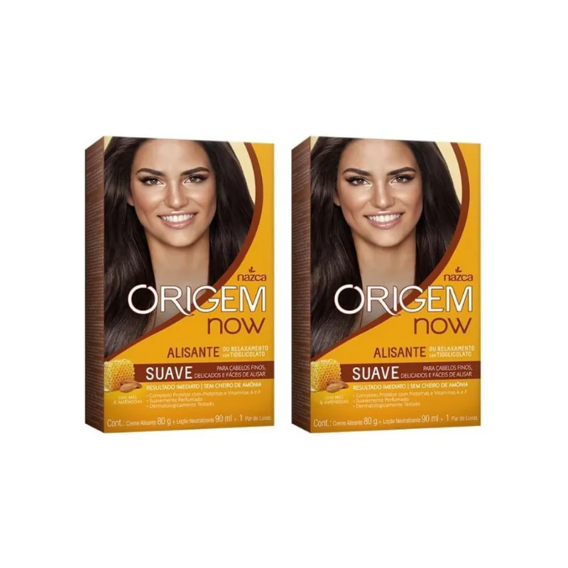 Creme Alisante Origem 80G Medio Mel Amendoas - Kit Com 2Un