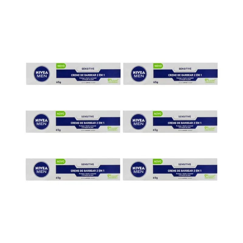 Creme Barbear Nivea 65G 2 Em 1 Sensitive - Kit Com 6Un