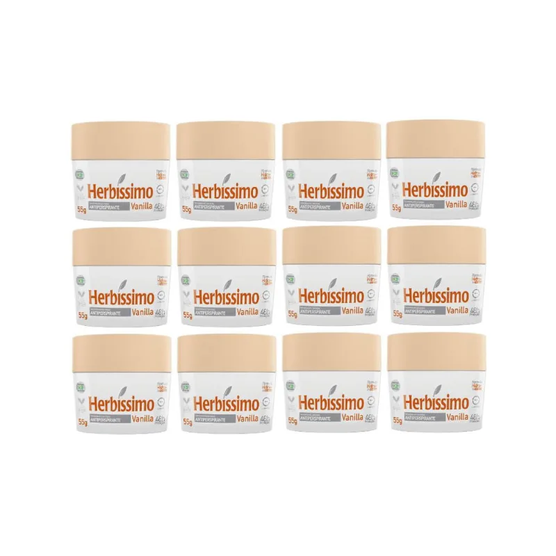 Desodorante Creme Herbíssimo 55g Vanilla - Kit c/ 12un