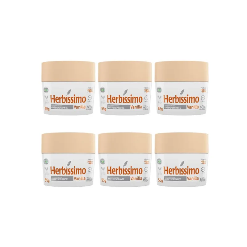 Desodorante Creme Herbíssimo 55g Vanilla - Kit c/ 6un