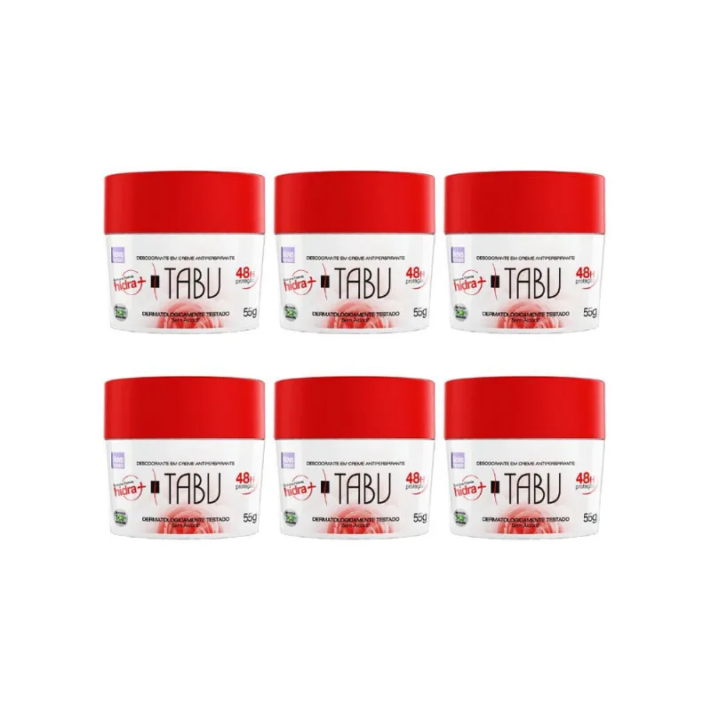 Desodorante Creme Tabu 55g Tradicional - Kit c/ 6un