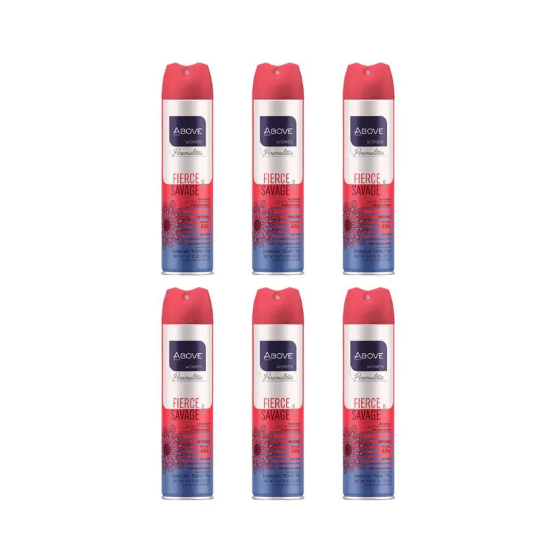 Desodorante Aero Above 150ml Fem Pers Fierc savage Aco - Kit c/ 6un