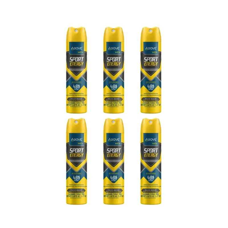 Desodorante Aero Above 150ml Masc Anti Sport Energy - Kit c/ 6un