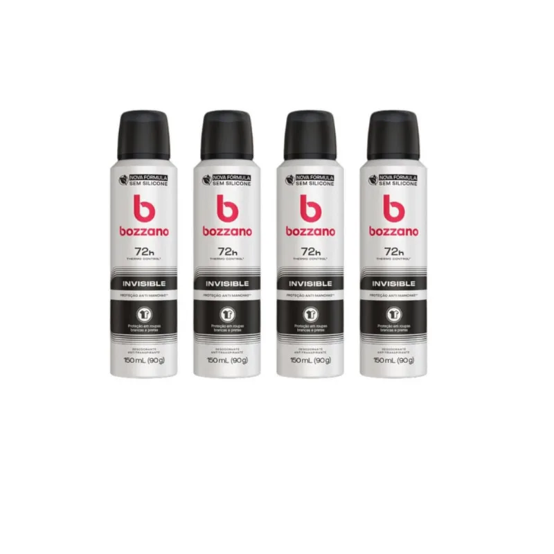 Desodorante Aero Bozzano 150ml Invisible - Kit c/ 4un