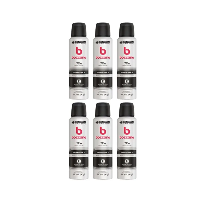 Desodorante Aero Bozzano 150ml Invisible - Kit c/ 6un