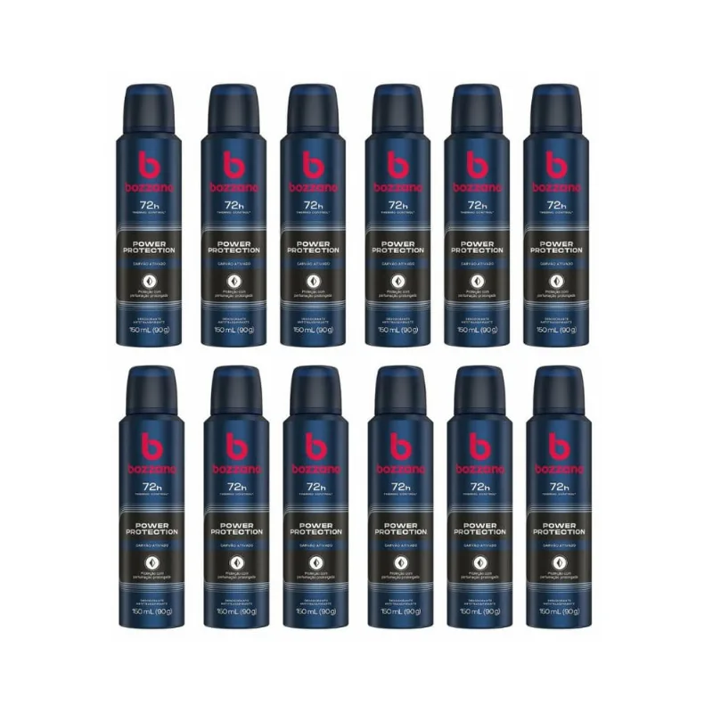 Desodorante Aero Bozzano 150ml Power Carvao Ativado-Kit12un
