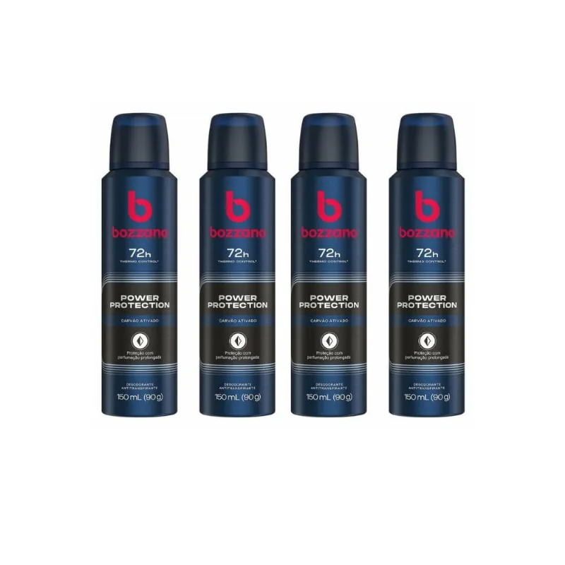 Desodorante Aero Bozzano 150ml Power P Carvao Ativado-Kit4un