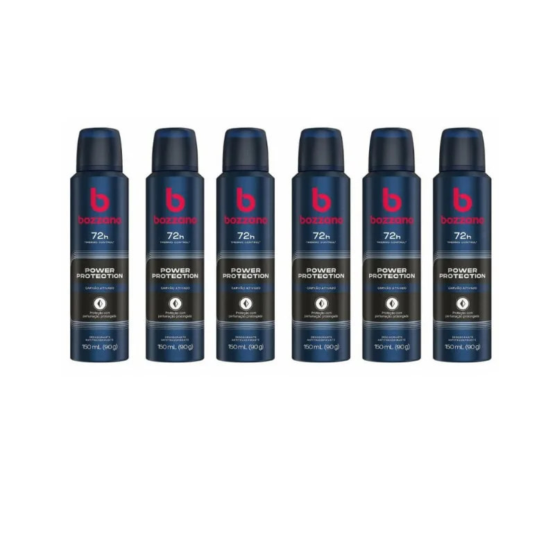 Desodorante Aero Bozzano 150ml Power P Carvao Ativado-Kit6un