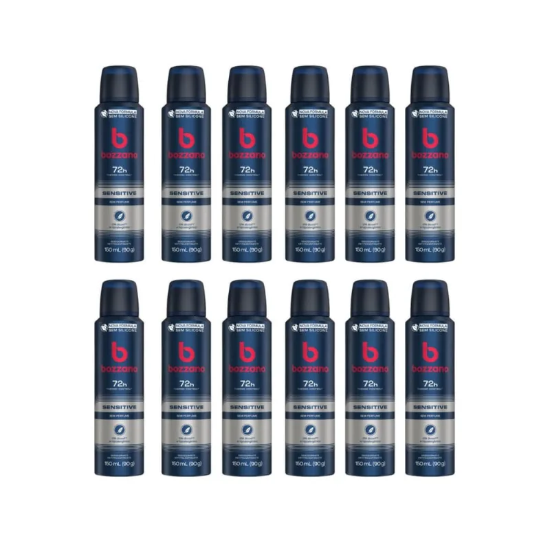 Desodorante Aero Bozzano 150ml Sensitive Sem Perfume-Kit12un