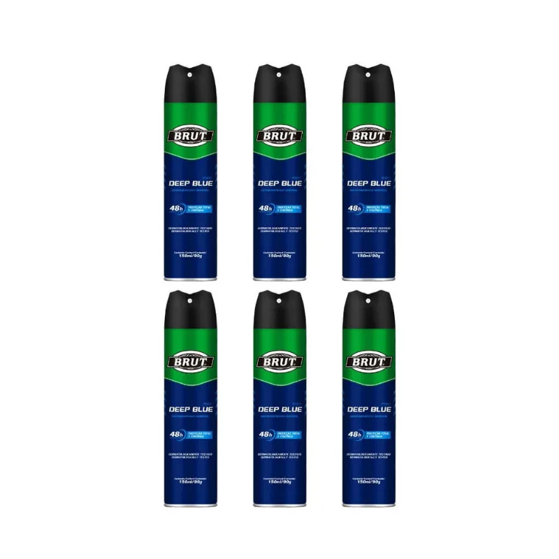 Desodorante Aero Brut 150ml Deep Blue - Kit c/ 6un