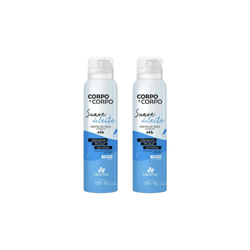 Desodorante Aero Davene Corpo a Corpo Suave 150ml-Kit C/2un