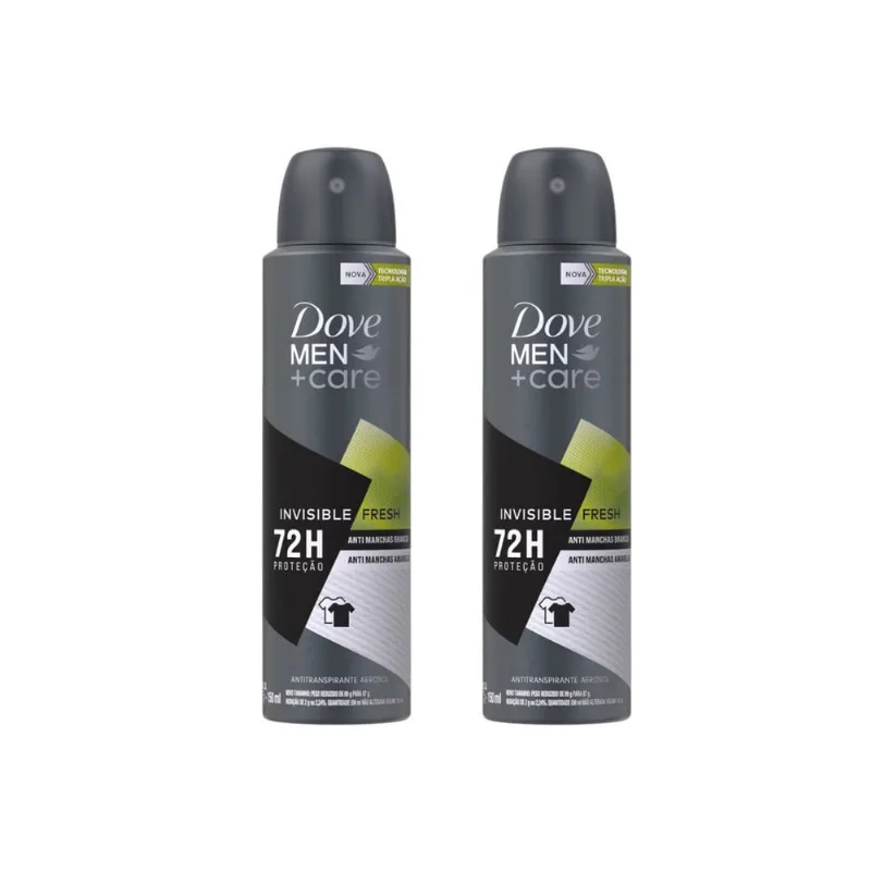 Desodorante Aero Dove 150ml Masc Invisib Dry Fresh-Kit C/2un