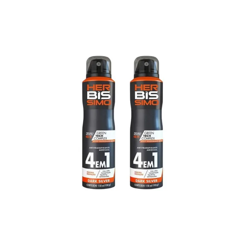 Desodorante Aero Herbíssimo Dark Silver 150Ml-Kit C/2Un