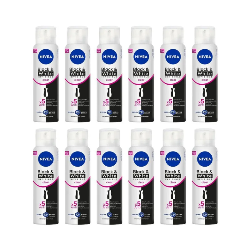 Desodorante Aero Nivea 150ml Fem Invisible Black White-12un