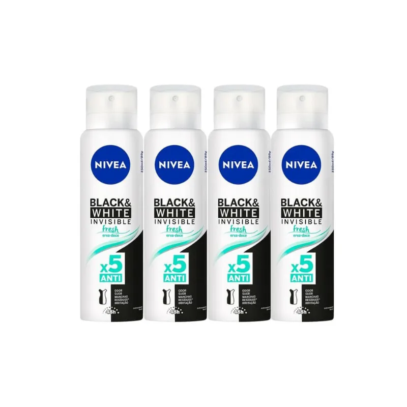Desodorante Aero Nivea 150ml Inv Black White Fresh Erva-4un