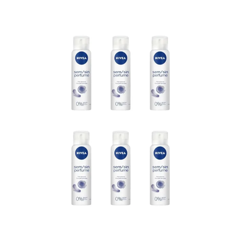 Desodorante Aero Nivea 150ml Sem Perfume Sens Pure-Kit C/6un