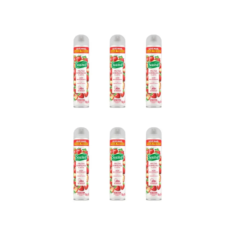 Desodorante Aero Suave 200ml Fem Ftas Verm/Lichia-Kit C/6un