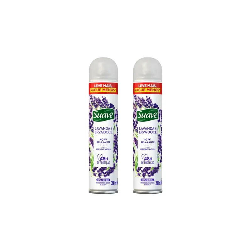 Desodorante Aero Suave 200ml Fem Lavanda/Erva Doce-Kit C/2un