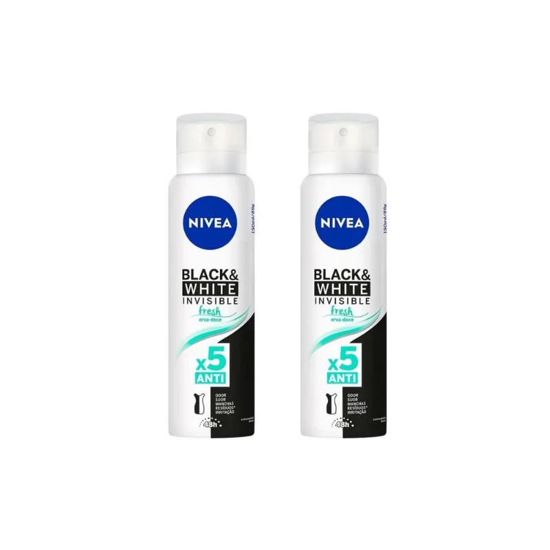 Desodorante Nivea 150ml Inv Black White Fresh Erva Do-kit2un