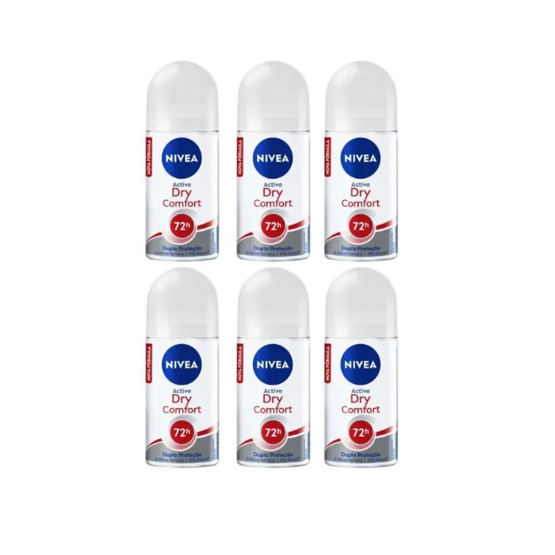 Desodorante Roll-On Nivea 50Ml Fem Dry Comfort- Kit C/6Un
