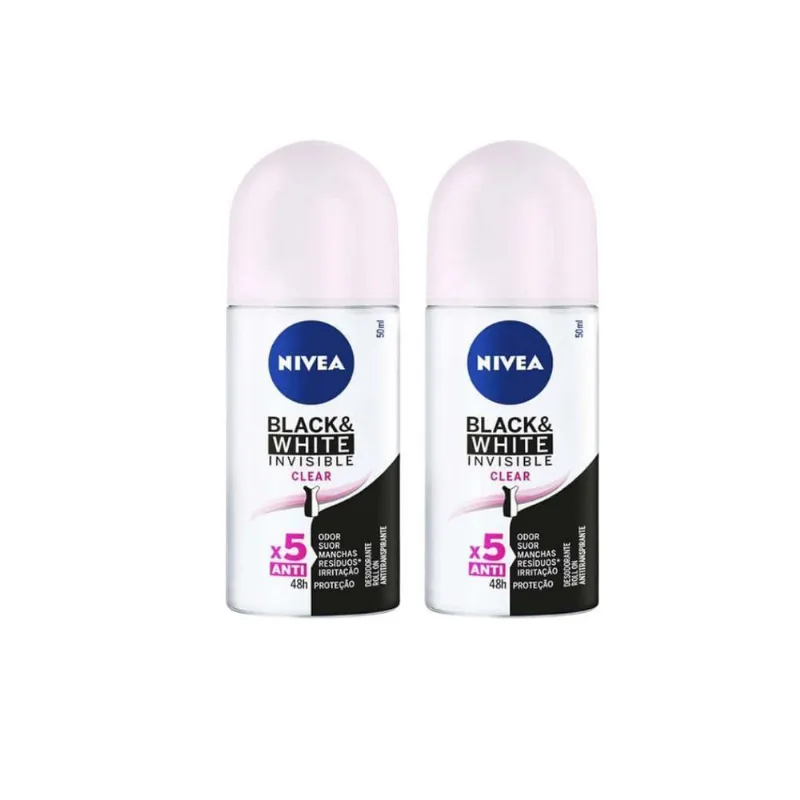 Desodorante Roll-On Nivea 50Ml Fem Invisible Clear - Kit 2Un