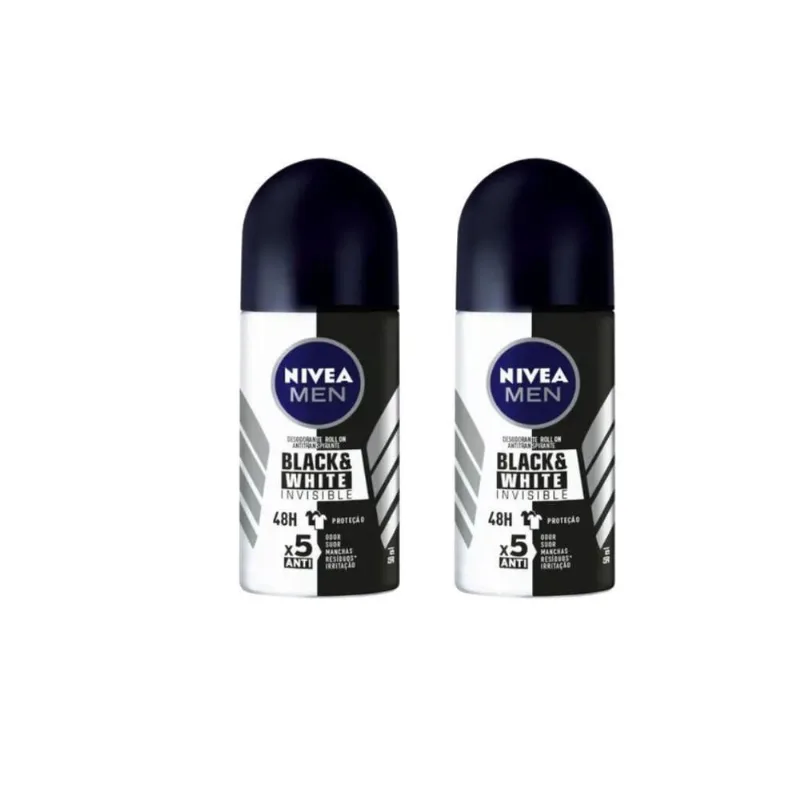 Desodorante Roll-On Nivea 50Ml Masc Invisible Power- Kit 2Un