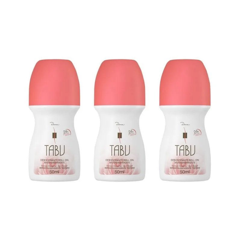 Desodorante Roll-On Tabu Tradicional 50Ml - Kit Com 3Un
