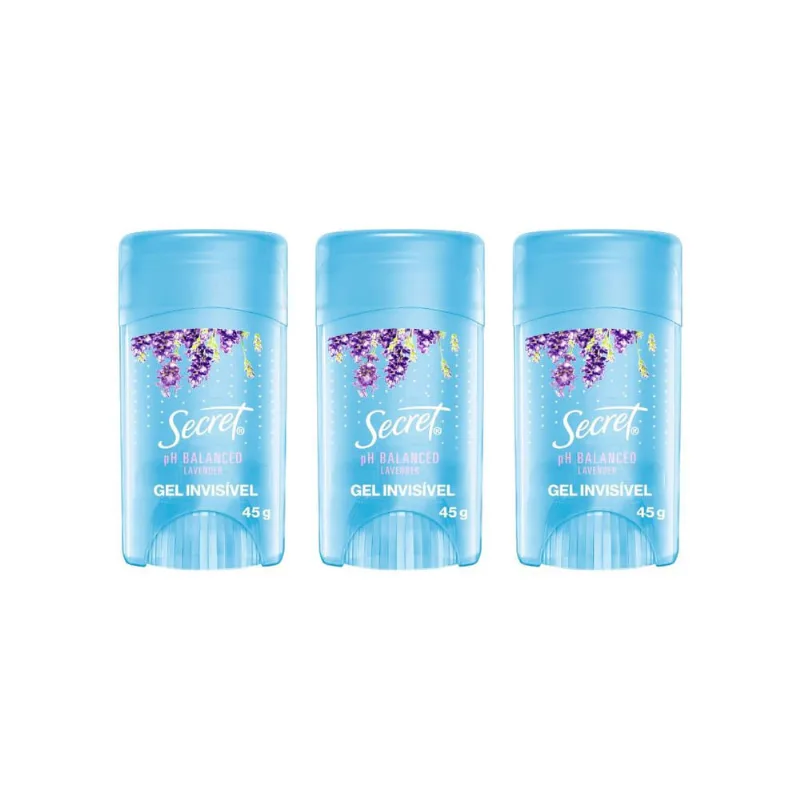 Desodorante Secret Clear Gel Lavender 45g - Kit c/ 3un
