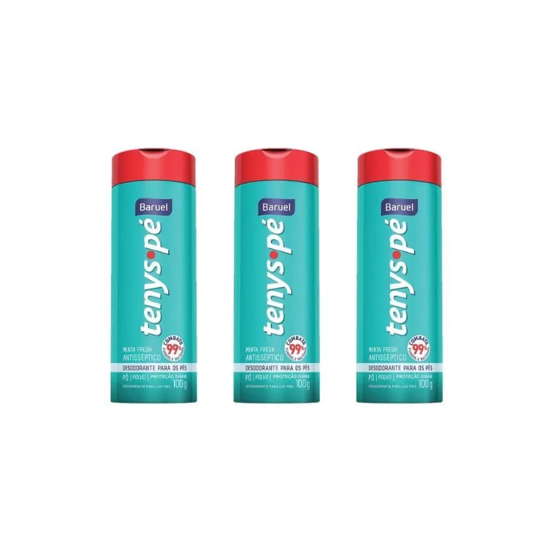Talco Pes Tenys Pe Baruel Po 100G Menta Fresh-Kit C/3Un
