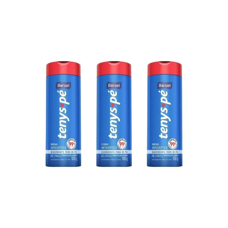 Talco Pes Tenys Pe Baruel Po 100G -Kit C/3Un