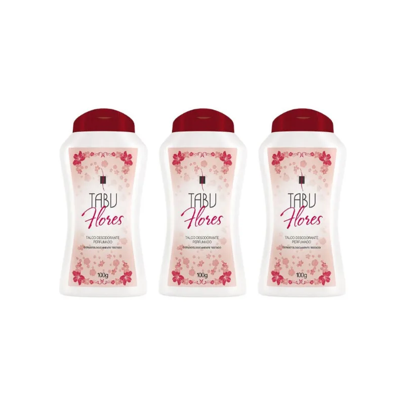Talco Tabu 100g Flores - Kit c/ 3un