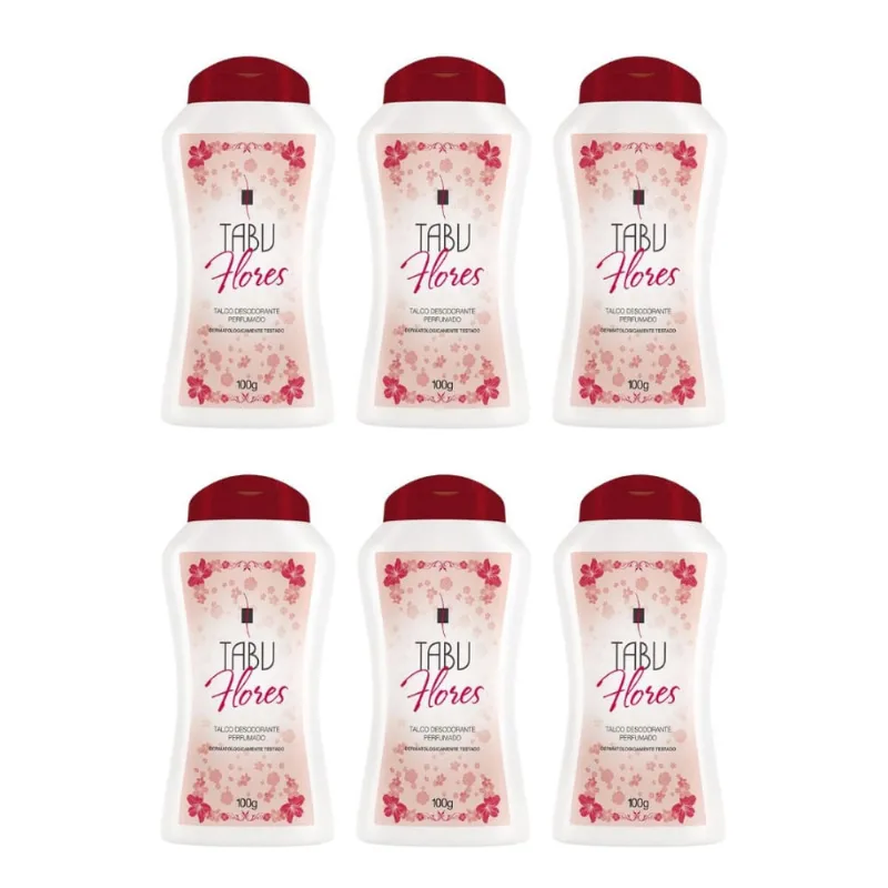 Talco Tabu 100g Flores - Kit c/ 6un