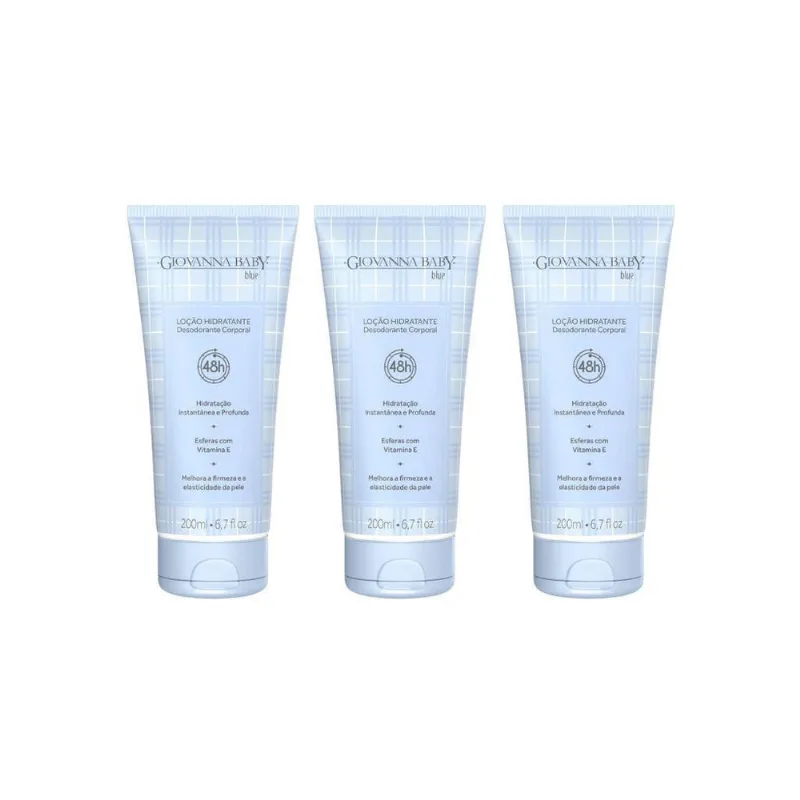 Hidratante Corporal Giovanna Baby 200Ml Azul - Kit Com 3Un